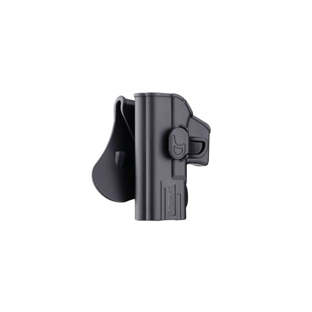 FUNDA PISTOLA RIGIDA ZURDO AMOMAX GLOCK NEGRA