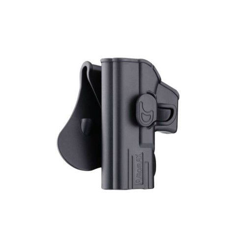 FUNDA PISTOLA RIGIDA ZURDO AMOMAX GLOCK NEGRA