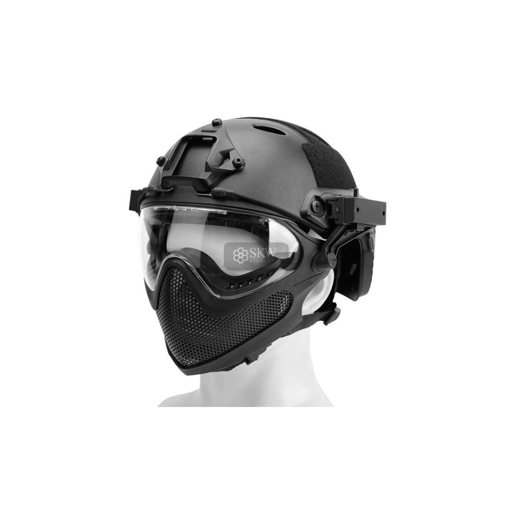 CASCO TIPO FAST Y MASCARA NEGRO DELTA TACTICS