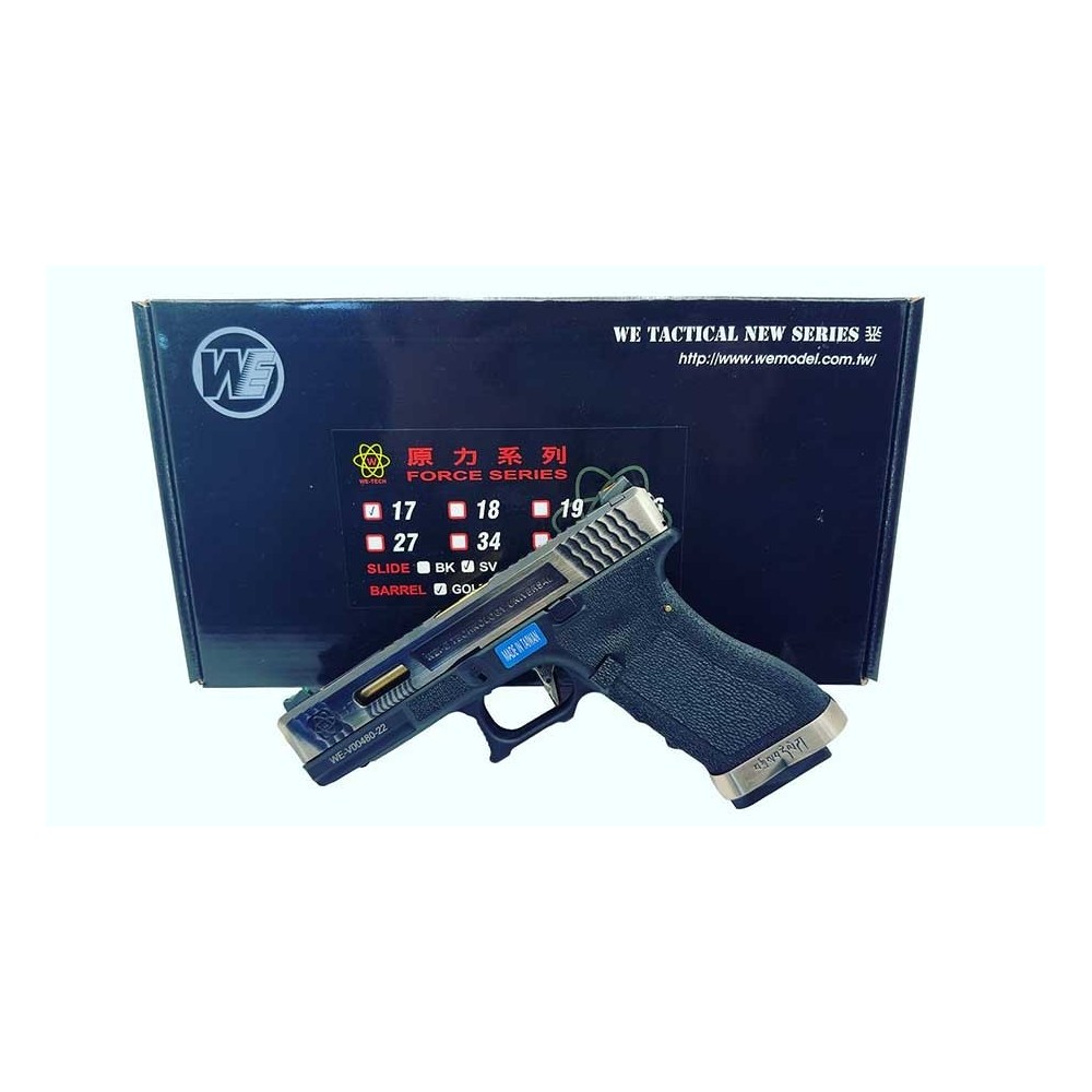 PISTOLA WE GLOCK 17 CUSTOM 3 FULL METAL PLATA