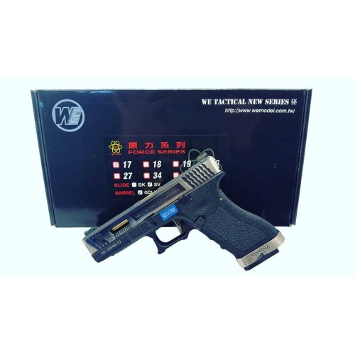 PISTOLA WE GLOCK 17 CUSTOM 3 FULL METAL PLATA