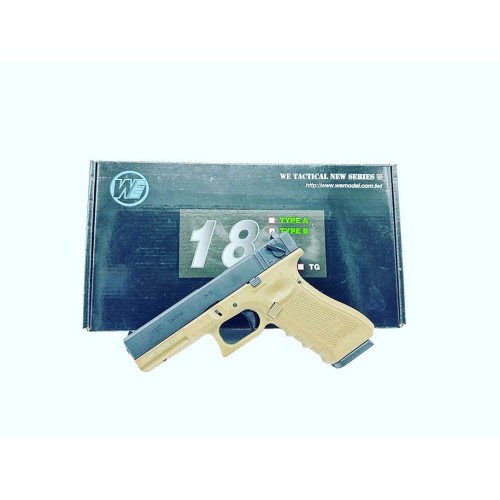 PISTOLA WE GLOCK 18 V4 FULL METAL TAN NEGRO
