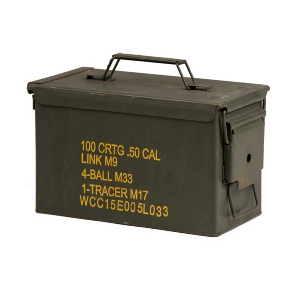 Caja de Munición Metálica Grande Calibre 50 Usada Verde