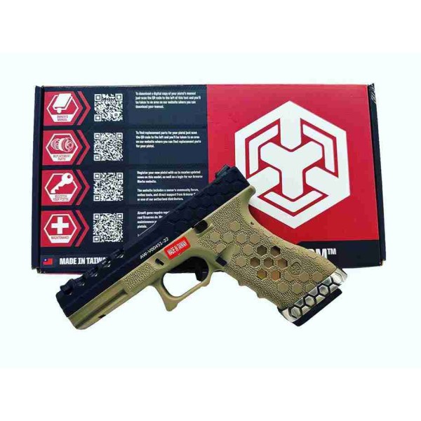 PISTOLA AW CUSTOM VX0111 GLOCK 17 FULL METAL TAN-NEGRA