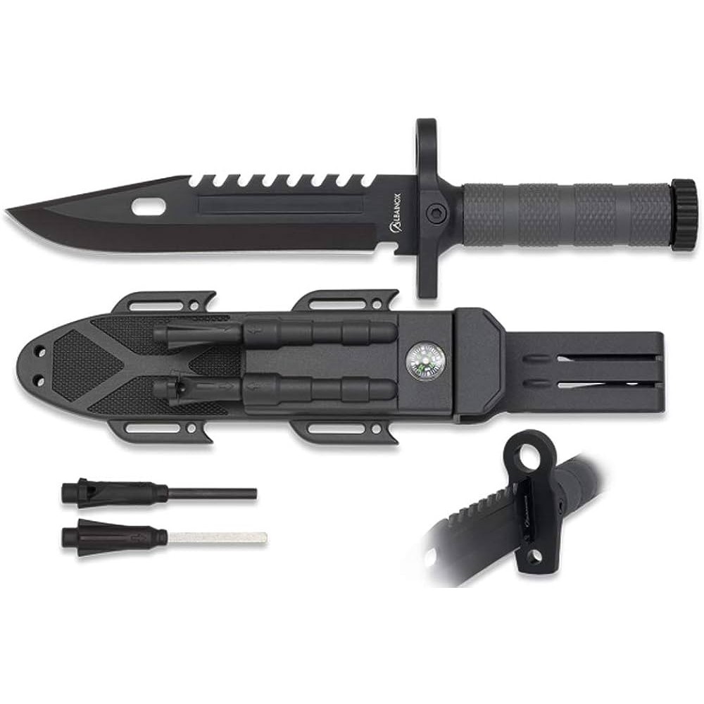 CUCHILLO ALBAINOX 19CM CON FUNDA, PEDERNAL Y AFILADOR