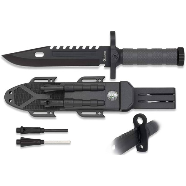 CUCHILLO ALBAINOX 19CM CON FUNDA, PEDERNAL Y AFILADOR