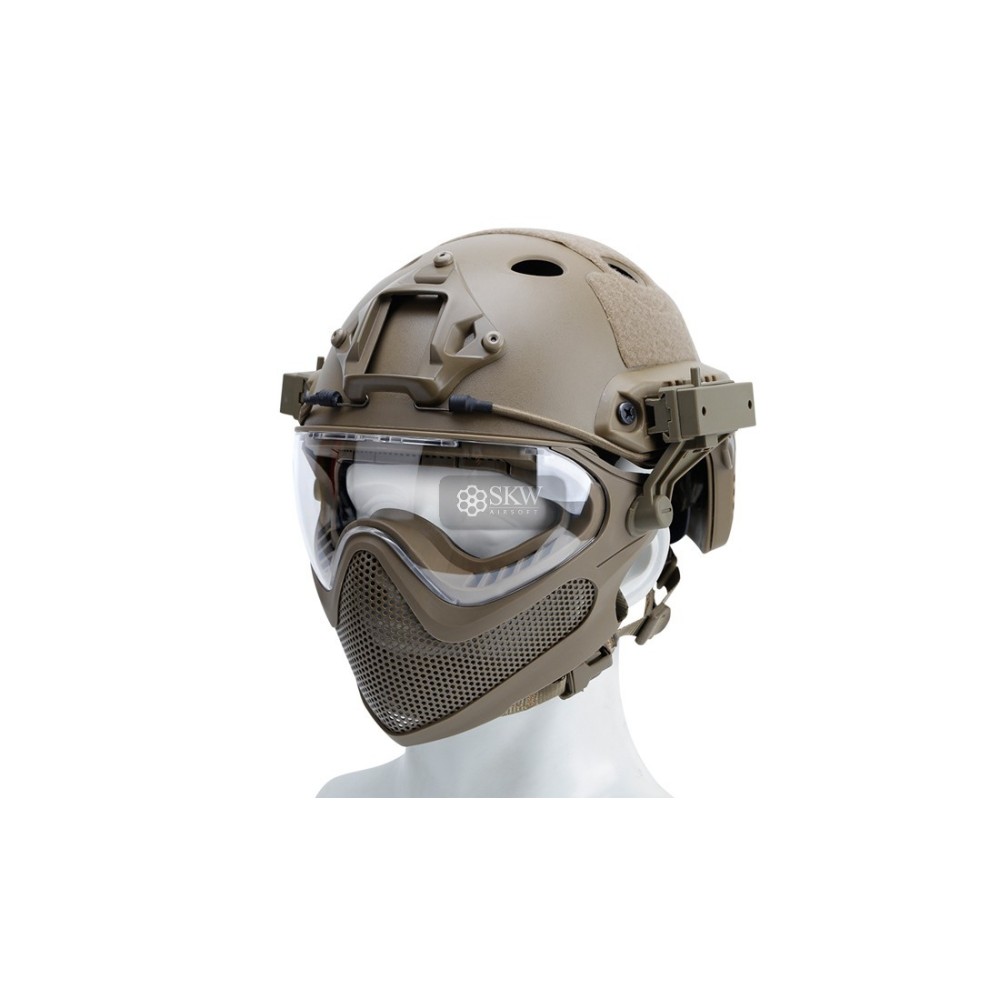 CASCO TIPO FAST Y MASCARA TAN DELTA TACTICS