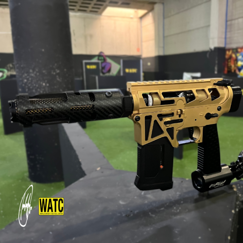 FUSIL SPEEDSOFT WATC CUSTOM - DORADO C/ FIBRA DE CARBONO NEGRA