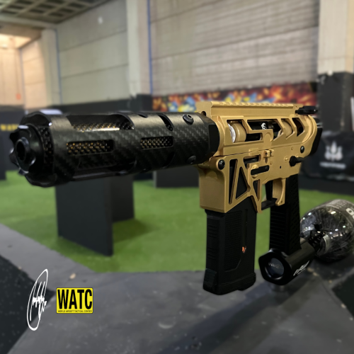 FUSIL SPEEDSOFT WATC CUSTOM - DORADO C/ FIBRA DE CARBONO NEGRA