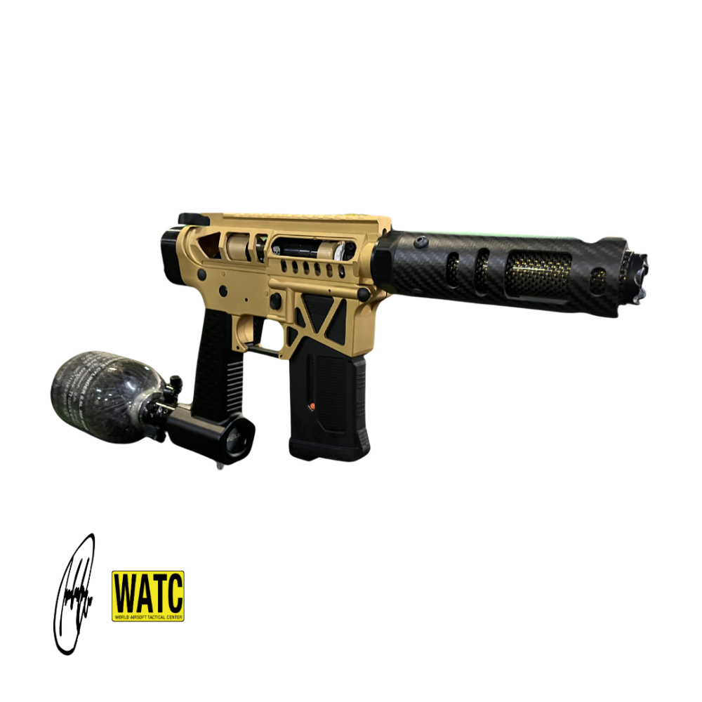 FUSIL SPEEDSOFT WATC CUSTOM - DORADO C/ FIBRA DE CARBONO NEGRA
