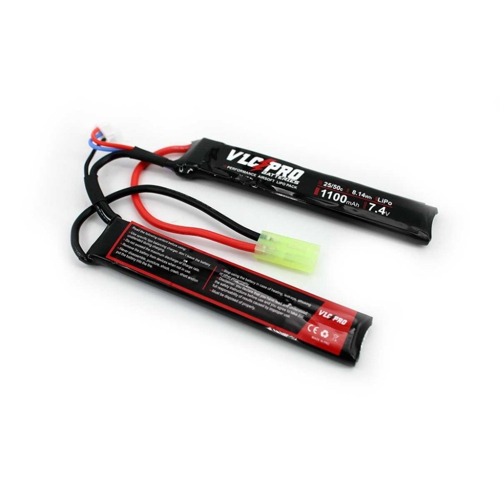 BATERIA VLC PRO LIPO 7.4V 1100MAH 25C/50C 2STICK NEGRA