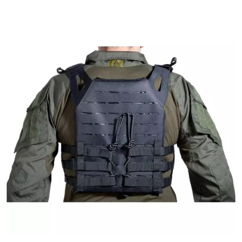 CHALECO PLATE CARRIER CORTE LASER NEGRO V18 + 2 PLACAS DE PROTECCION DUMMY