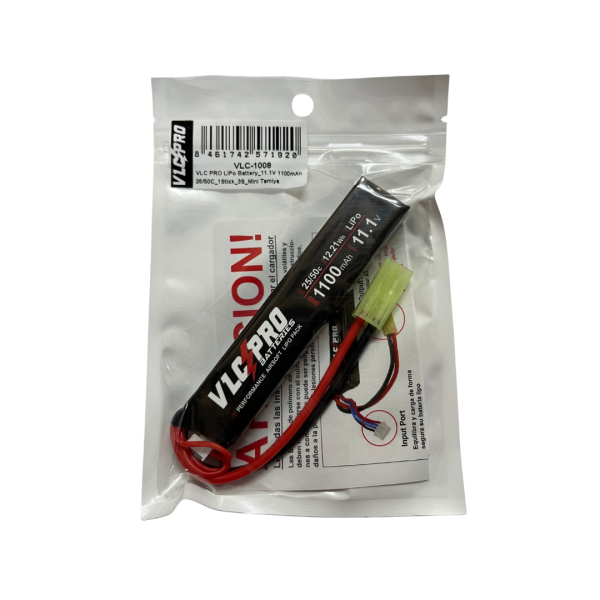 BATERIA VLC PRO LIPO 11.1V 1100MAH 25C/50C 1STICK NEGRA