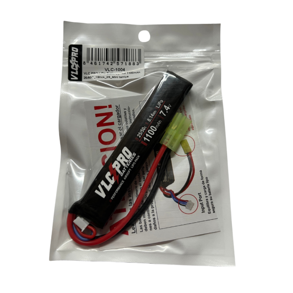 BATERIA VLC PRO LIPO 7.4V 1100MAH 25C/50C 1STICK NEGRA