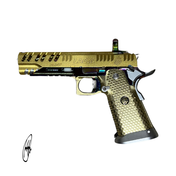 PISTOLA HI-CAPA 5.1 UPGRADEADA DORADO/GASOLINA