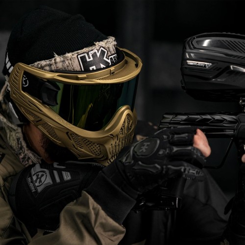 MÁSCARA HK ARMY "HSTL SKULL GOGGLE" C/ LENTE DORADA - ORO METÁLICO