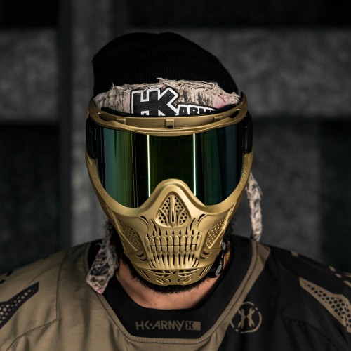 MÁSCARA HK ARMY "HSTL SKULL GOGGLE" C/ LENTE DORADA - ORO METÁLICO