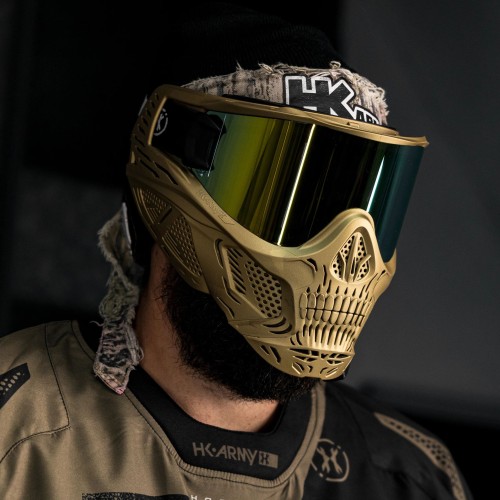 MÁSCARA HK ARMY "HSTL SKULL GOGGLE" C/ LENTE DORADA - ORO METÁLICO