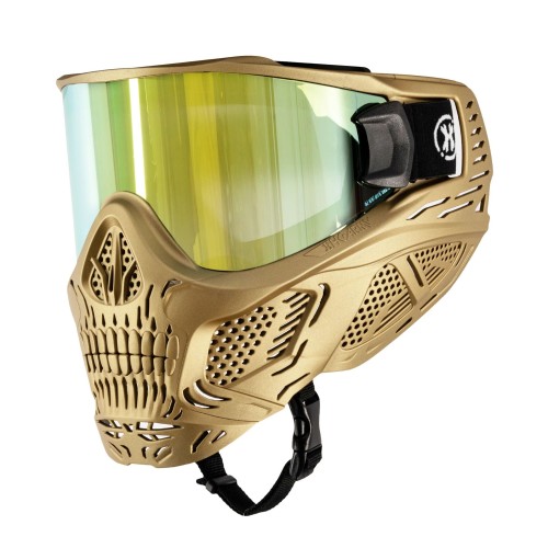 MÁSCARA HK ARMY "HSTL SKULL GOGGLE" C/ LENTE DORADA - ORO METÁLICO