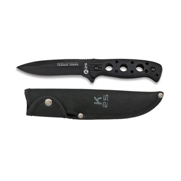 CUCHILLO K25 TACTICO HOJA 12CM NEGRO