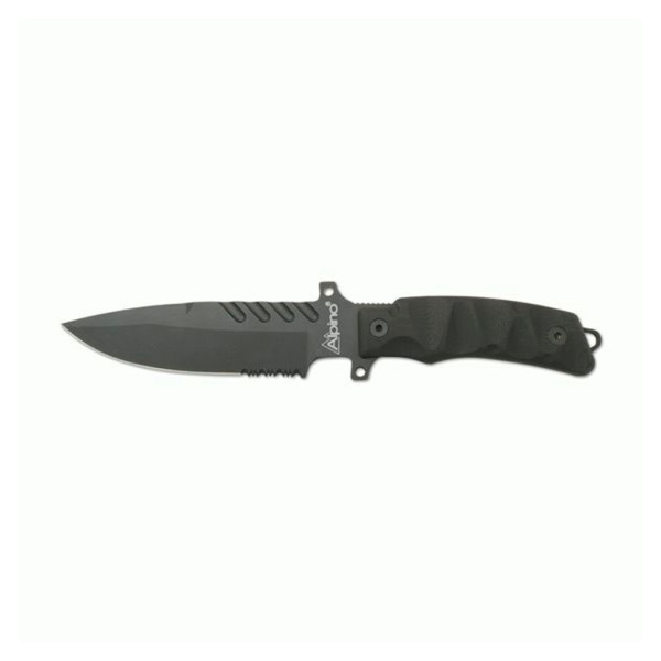 CUCHILLO ALPINO TACTICO SIERRA C/FUNDA CUERO NEGRO