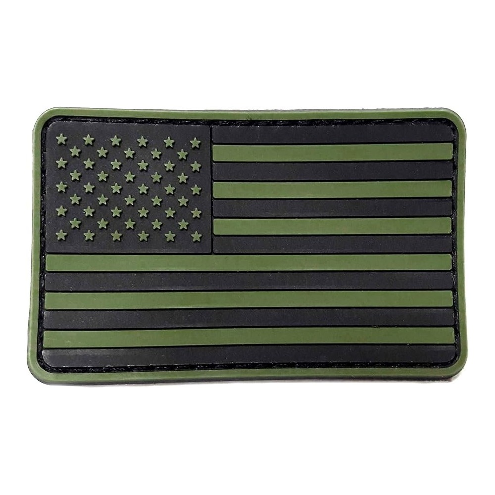 PARCHE PVC BANDERA AMERICANA (BORDES CUADRADOS) VERDE/NEGRO