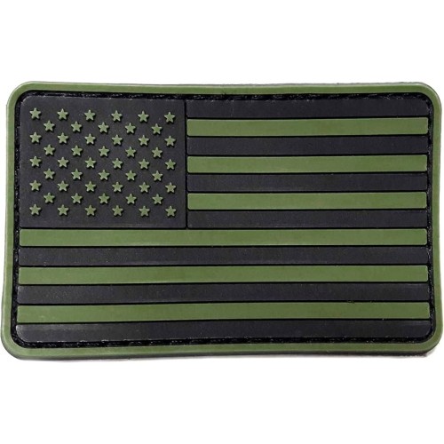 PARCHE PVC BANDERA AMERICANA (BORDES CUADRADOS) VERDE/NEGRO