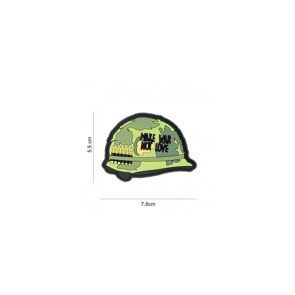 PARCHE PVC CASCO "MAKE WAR, NOT LOVE" VERDE