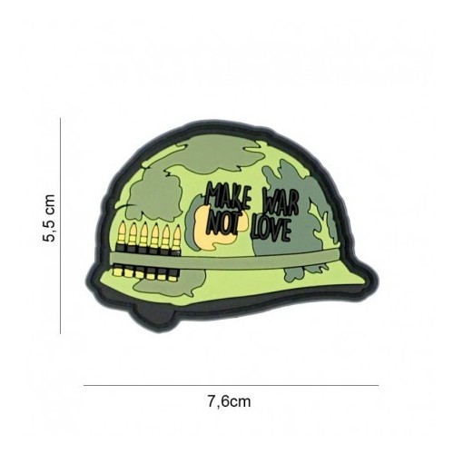 PARCHE PVC CASCO "MAKE WAR, NOT LOVE" VERDE