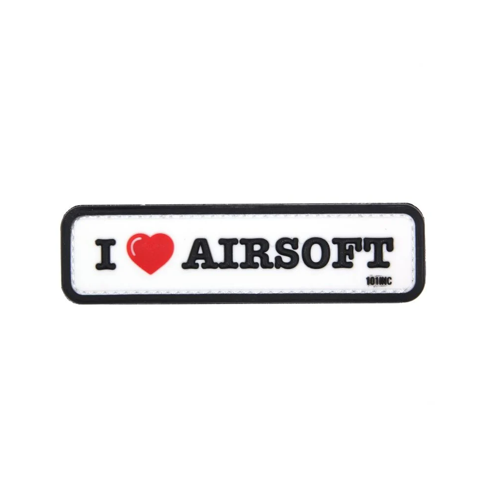 PARCHE PVC "I LOVE AIRSOFT" BLANCO-NEGRO