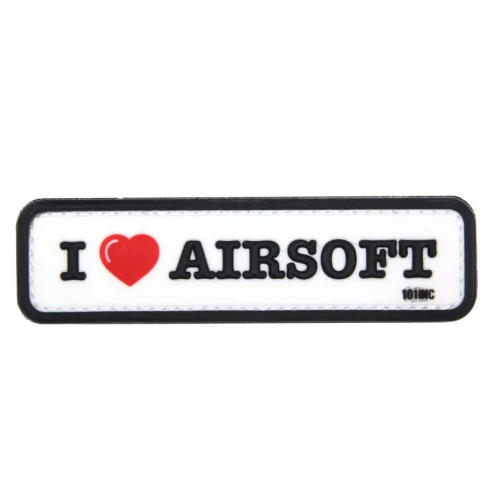 PARCHE PVC "I LOVE AIRSOFT" BLANCO-NEGRO
