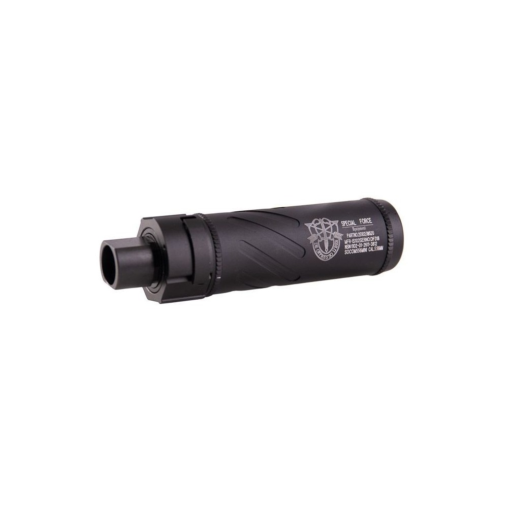 SILENCIADOR 5KU (14MM) MINI Q/D "SPECIAL FORCE" 139-B ESTRIADO 125MM - NEGRO