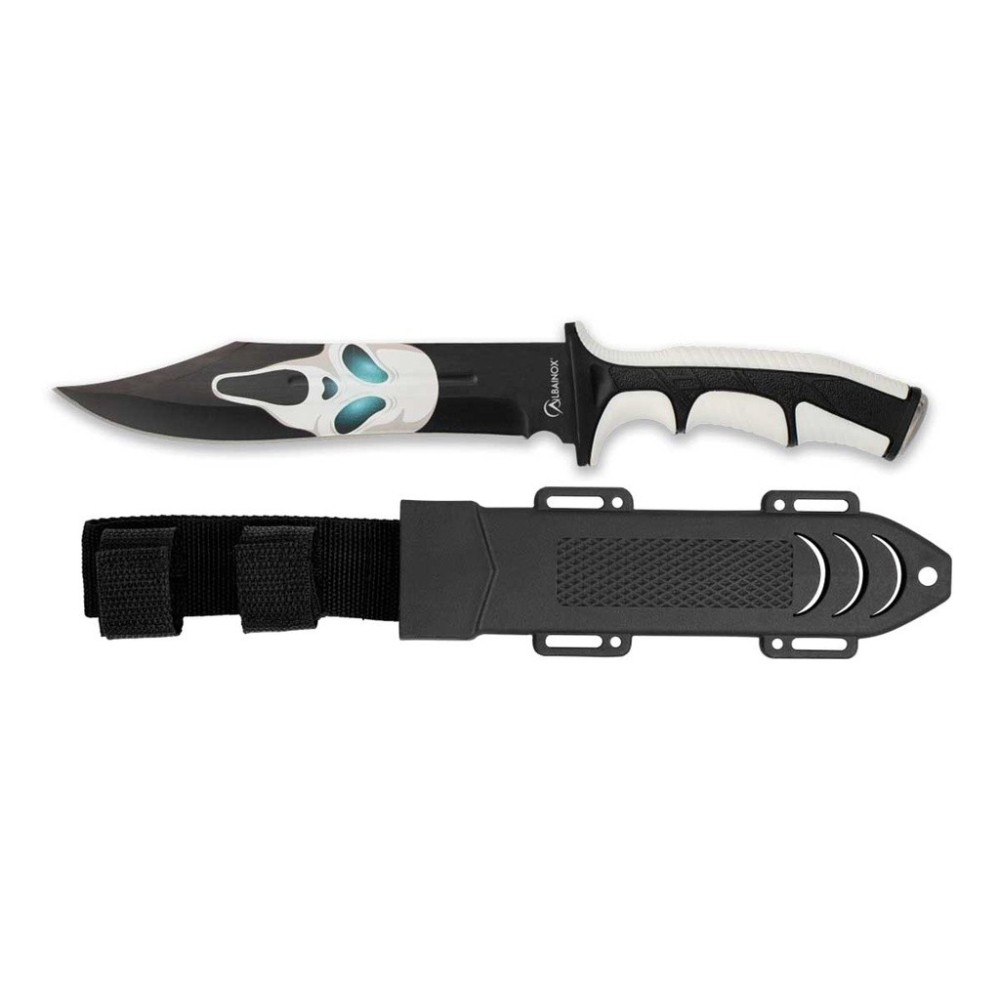 CUCHILLO ALBAINOX CALAVERA NEGRO-BLANCO