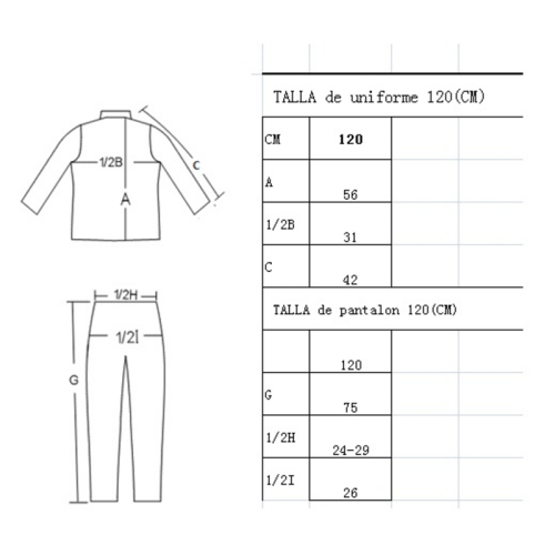 Uniforme completo infantil MC (120 cm)