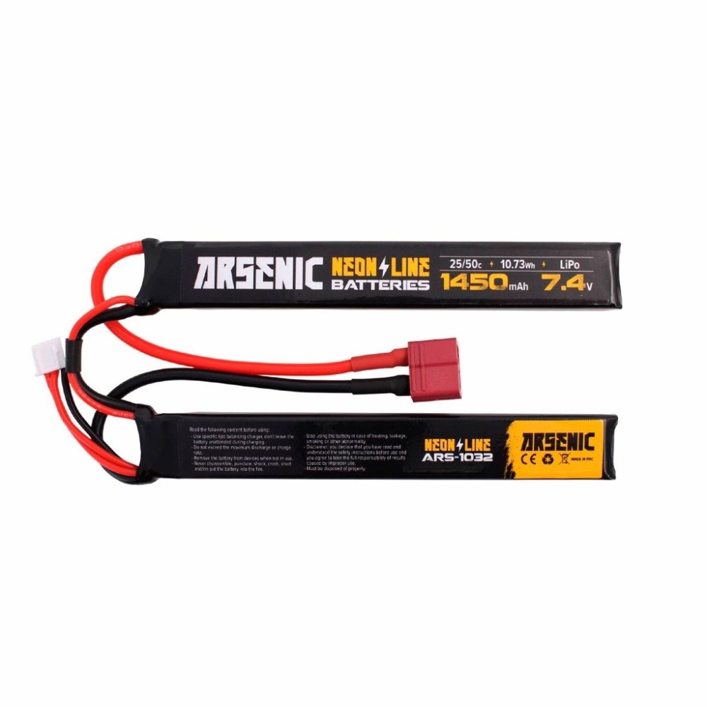 BATERIA ARSENIC LIPO 7.4V 1450MAH 25C/50C 2STICK T-DEAN NEGRA